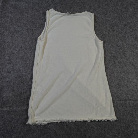 J. Jill Top Womens Extra Small Petite Linen Blend Tank Fringe Hem Knit Ivory - Picture 5 of 9